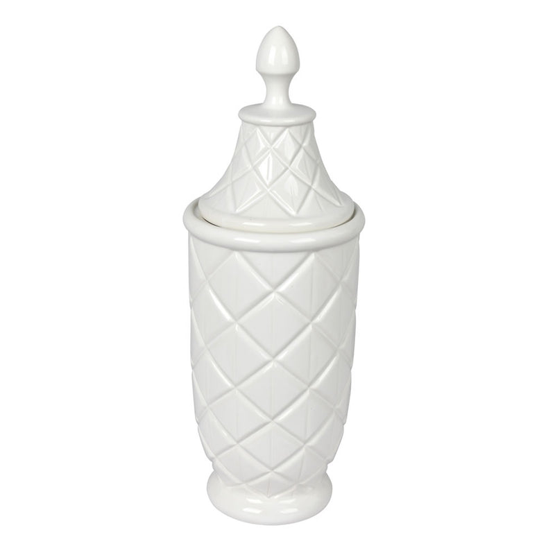 White Ceramic Cont w/Lid