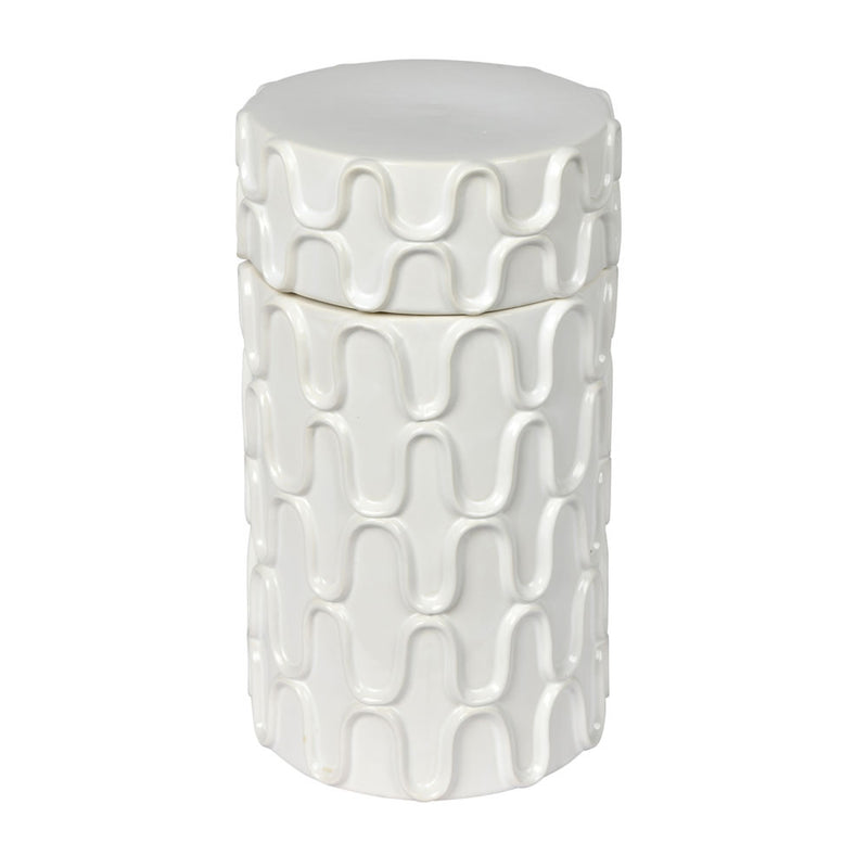 White Ceramic Cont w/Lid