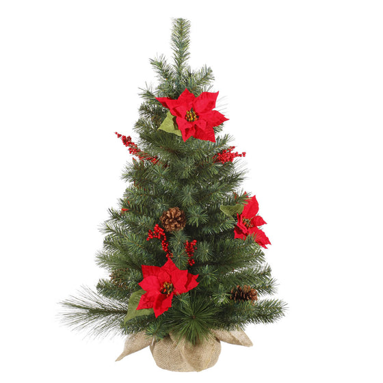 36" x 22" Poinsettia Berry Pine Tree