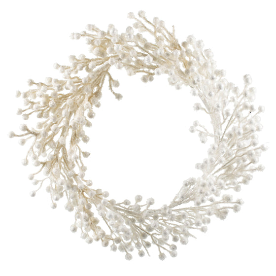 22" White Glitter Berry Wreath Outdoor