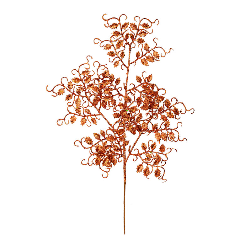 22" Burn Orange Ruscus Glit Spray 12/Bg