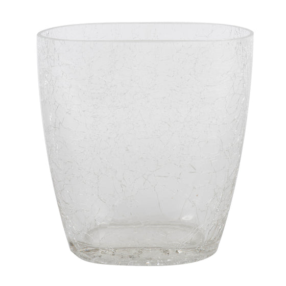 8.6" Clear Crackle Glass Oval Vase