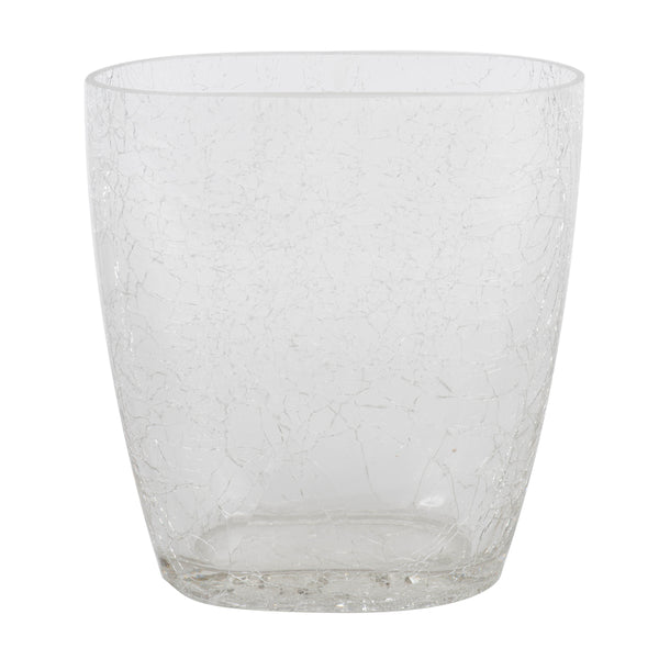 8.6" Clear Crackle Glass Oval Vase