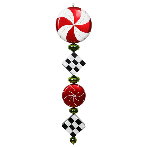 45" Red/Lime/Black Check Jumbo Finial