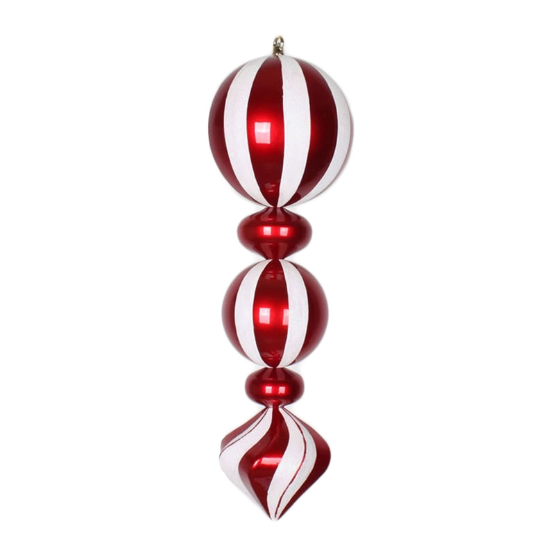 24" White/Red Peppermint Finial