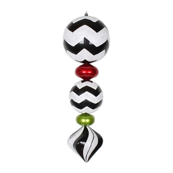 24" Black/White/Red/Lime Chevron Finial