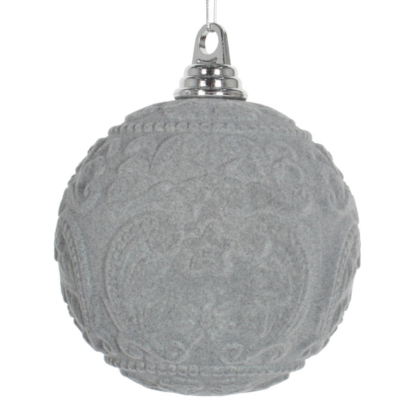 5.5" Gray Flocked Embossed Ball 2/Box