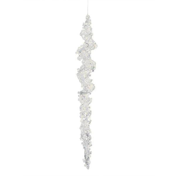 10" Clear Icicle w/ Silver Glitter 6/Bag