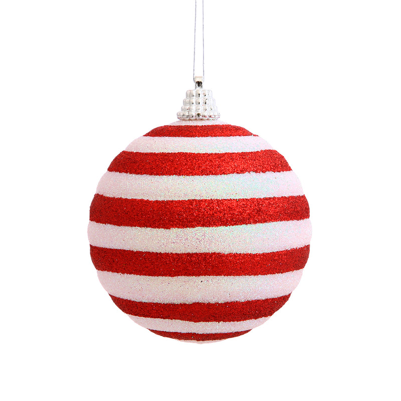 3" Candy Cane Stripe Ball Orn 4/Box