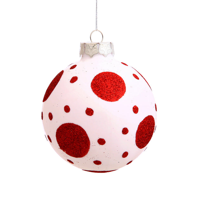 3" White Red Dot Balls 4/Box