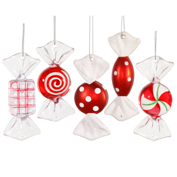 3.5" Red-White Candy Orn 5 Asst 5/Bx