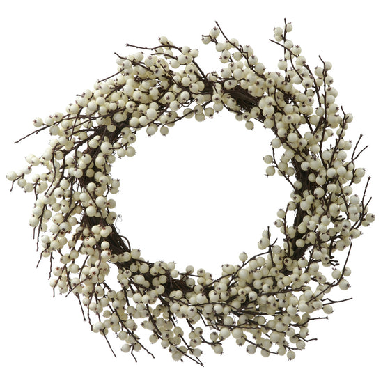 28" White Indoor/Outdoor Berry Wreath