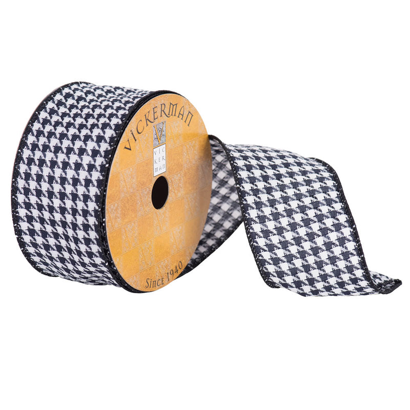 2.5" x 10yd Black White Houndstooth Wire