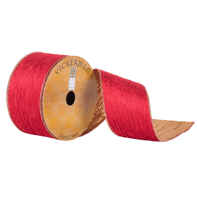 2.5" x 10yd Red Velvet Crush Gold Back