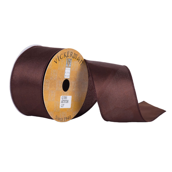 2.5" x 10yd Chocolate Satin Wired