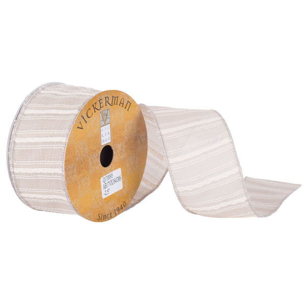 2.5" x 10yd Natural Ivory Stripe Wired