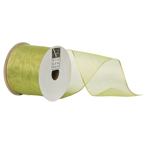 2.5" x 10yd Chartreuse Sheer Wired