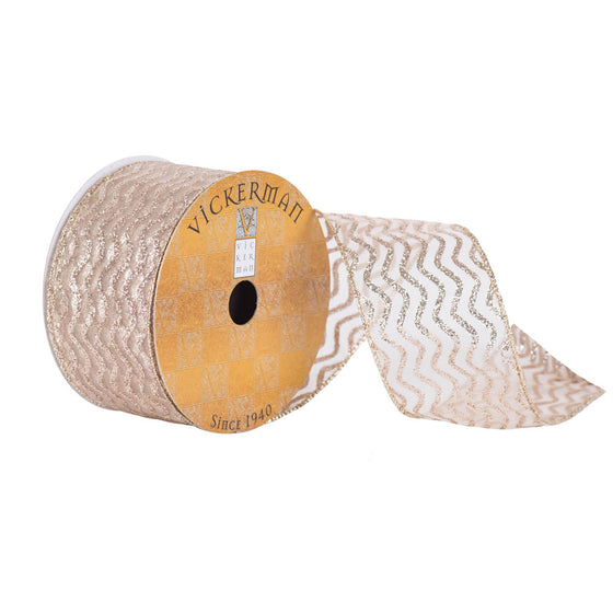 2.5" x 10yd Champagne Sheer Chevron