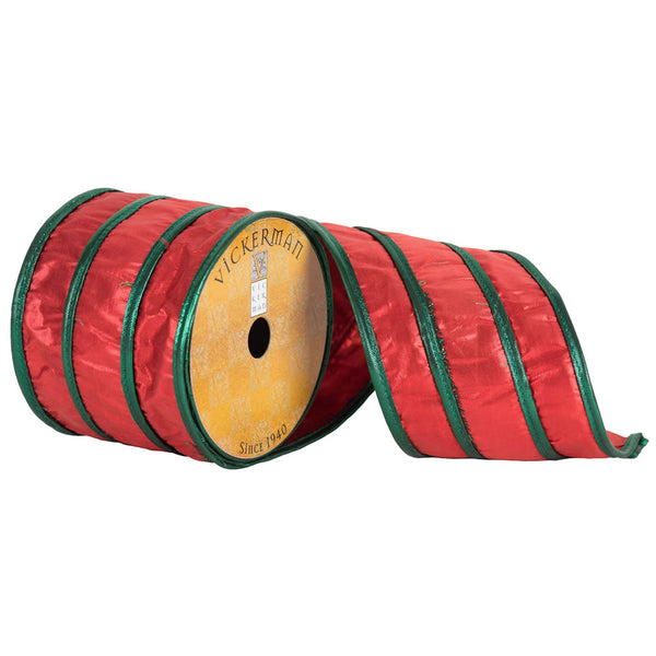 4" x 10yd Red Green Metallic Stripes