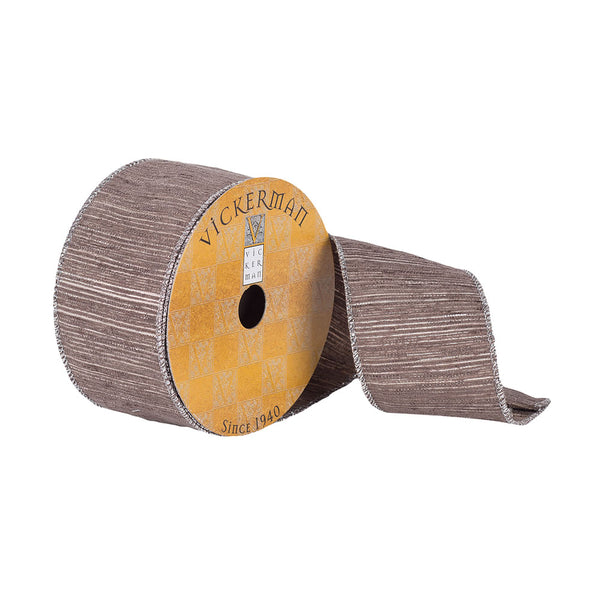 2.5" x 10Yd Pewter White Thread Ribbon