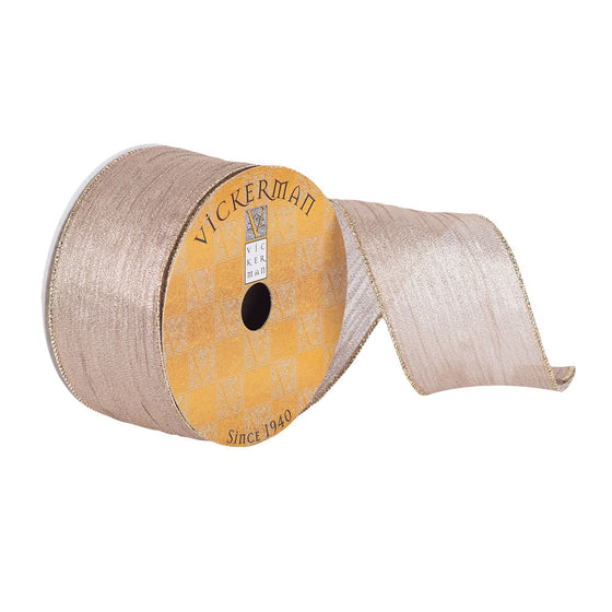 2.5"x10Yd Gold Galaxy Dupion Ribbon