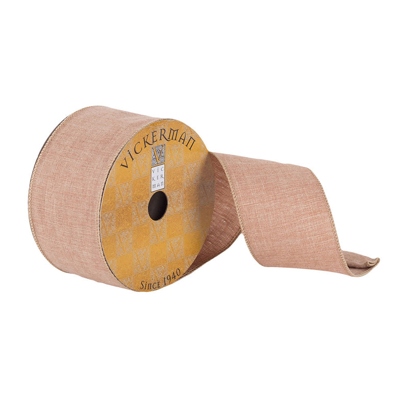 2.5"x10Yd Tan Woven Dupion Ribbon