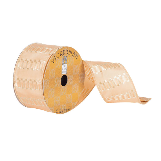 2.5"x10Yd Gold Dupion Fret Stripe Ribbon