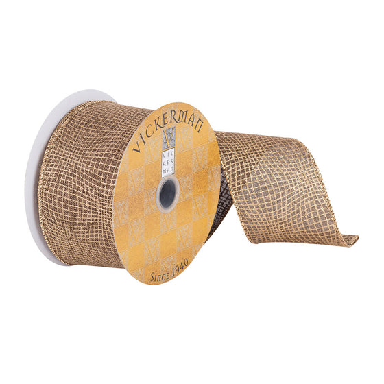 2.5"x10Yd Copper Geometric Curve Ribbon