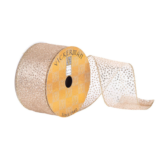 2.5"x10Yd Champagne Glitter Dots Sheer