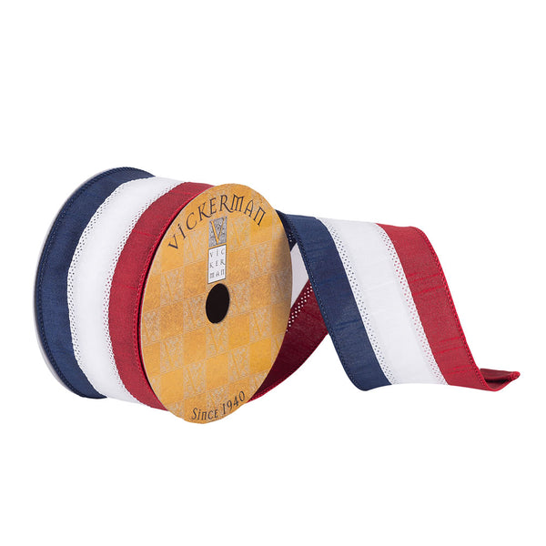 2.5"x10Yd Red White Blue Ribbon