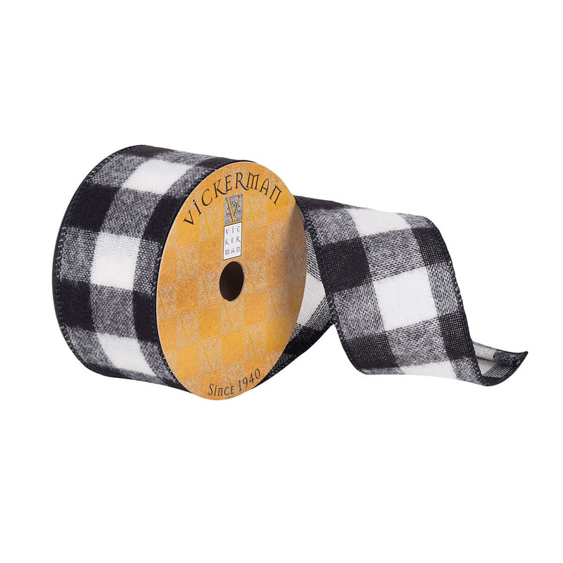 2.5"x10Yd White/Black Soft Plaid