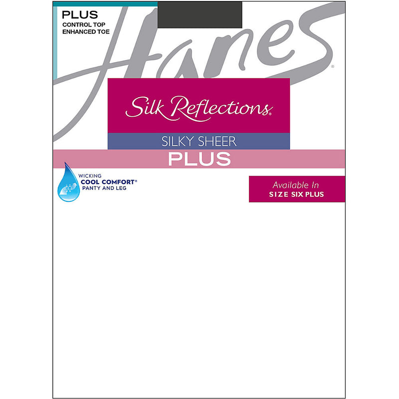 Hanes Silk Reflections Plus Sheer Control Top Enhanced Toe Pantyhose