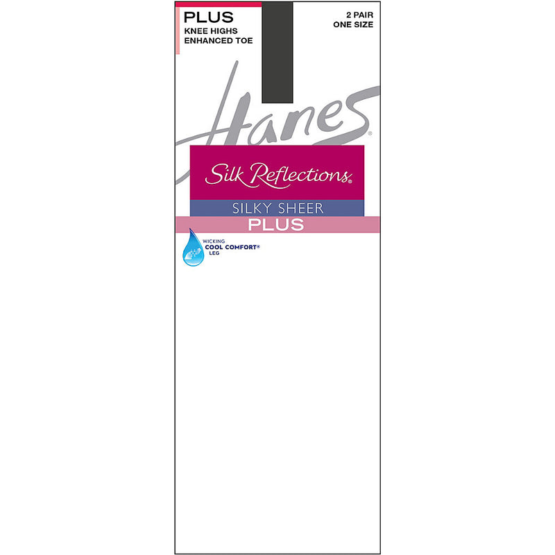 Hanes Silk Reflections Plus Knee Highs Enhanced Toe