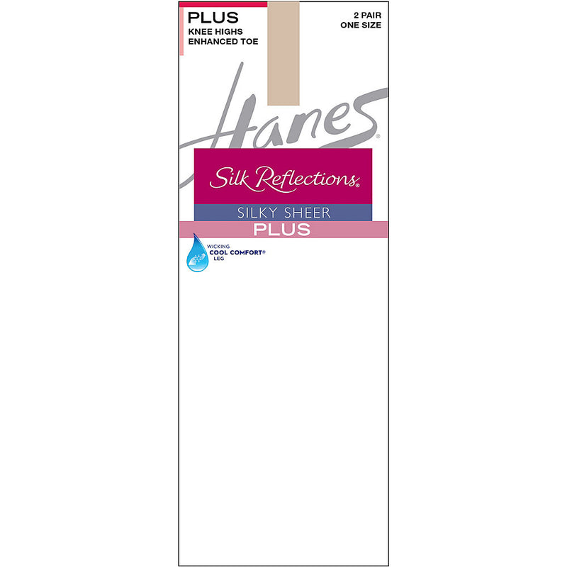Hanes Silk Reflections Plus Knee Highs Enhanced Toe