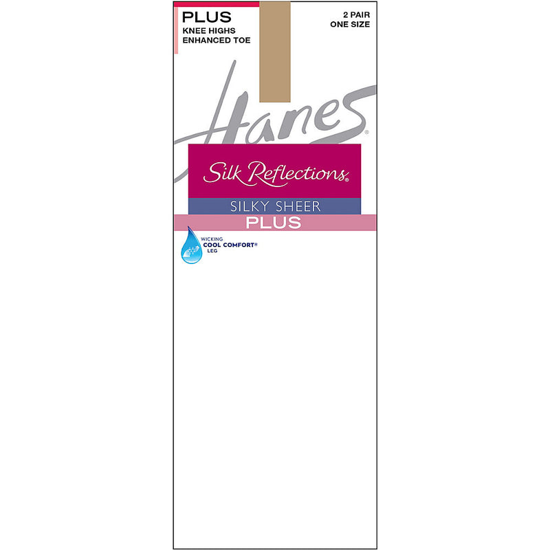 Hanes Silk Reflections Plus Knee Highs Enhanced Toe