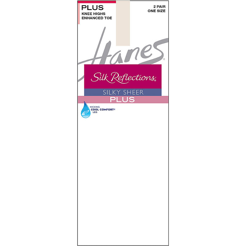 Hanes Silk Reflections Plus Knee Highs Enhanced Toe