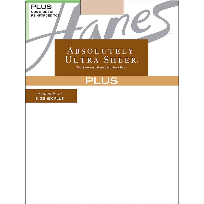 Hanes Plus Absolutely Ultra Sheer Control Top Reinforced Toe Pantyhose