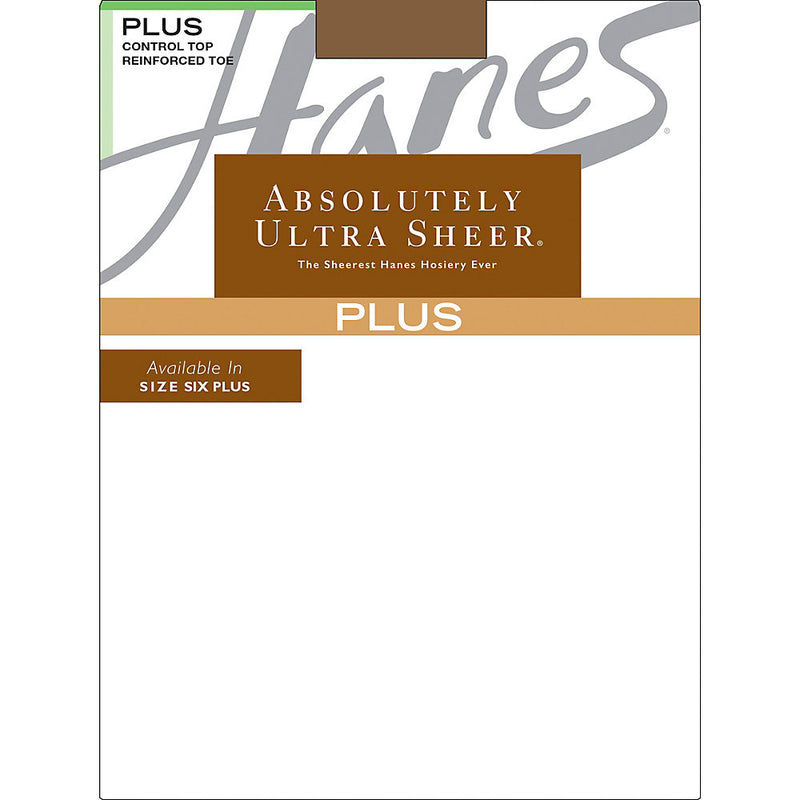 Hanes Plus Absolutely Ultra Sheer Control Top Reinforced Toe Pantyhose
