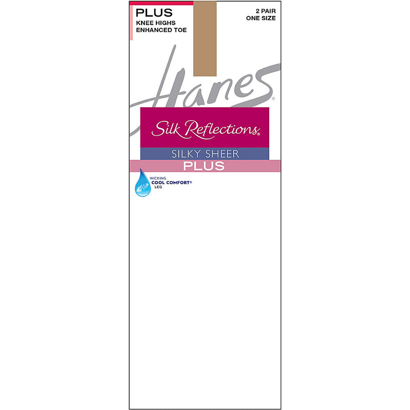 Hanes Silk Reflections Plus Knee Highs Enhanced Toe