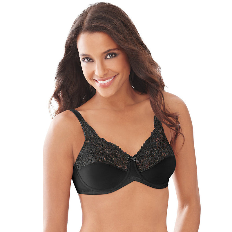 Smart & Sexy Women's Plus Size Signature Lace Unlined Underwire Bra  with Added Support, Black Hue, 36DDD 