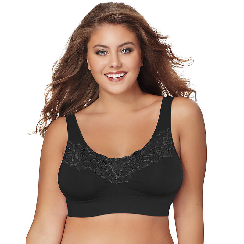 Just My Size Pure Comfort Wirefree Bra With Lace Trim & Back Close