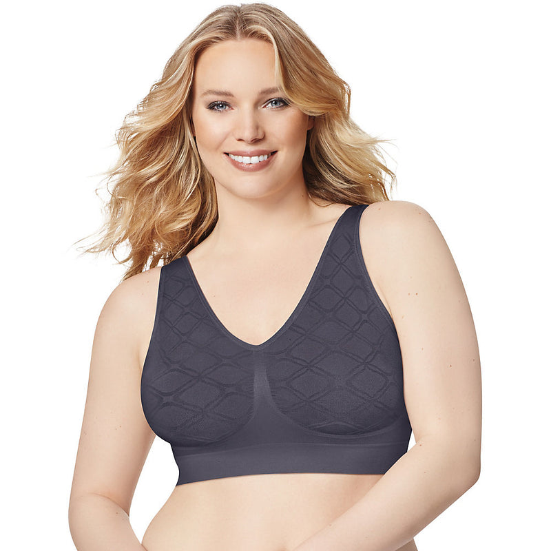 Just My Size Pure Comfort Pullover Wirefree Bra Tonal Diamond Pattern