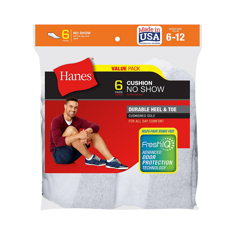 Hanes Men'S Cushion No-Show Socks 6-Pack