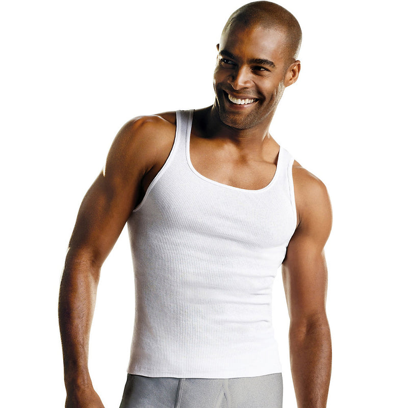Hanes Men'S Tagless Comfortsoft White A-Shirt 6-Pack