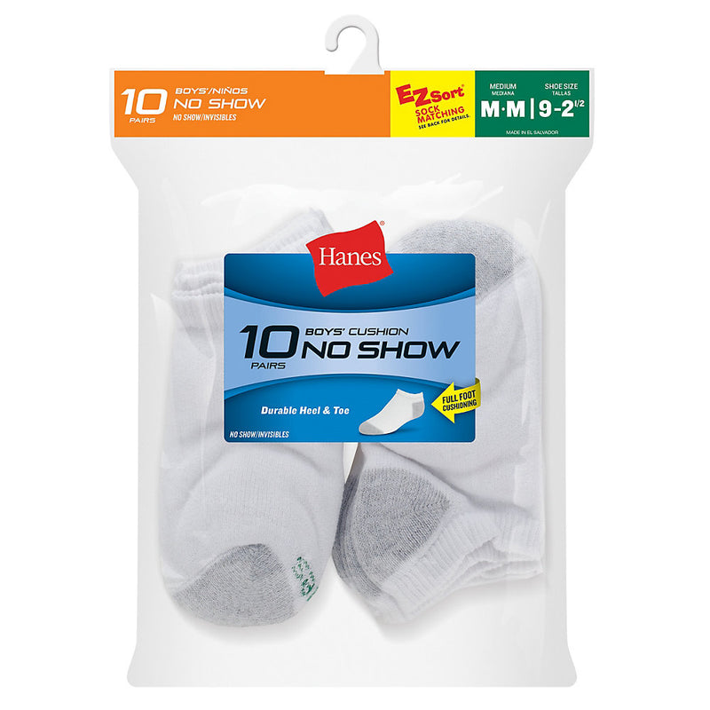 Hanes Boys' No-Show Ez Sort Socks 10-Pack