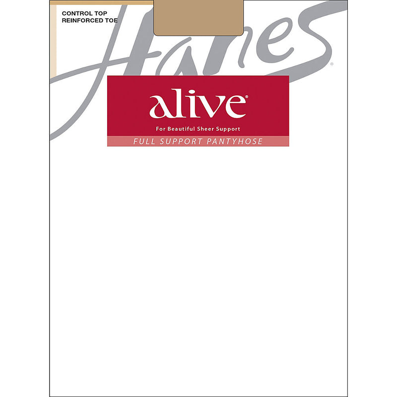 Hanes Alive Full Support Control Top Reinforced Toe Pantyhose
