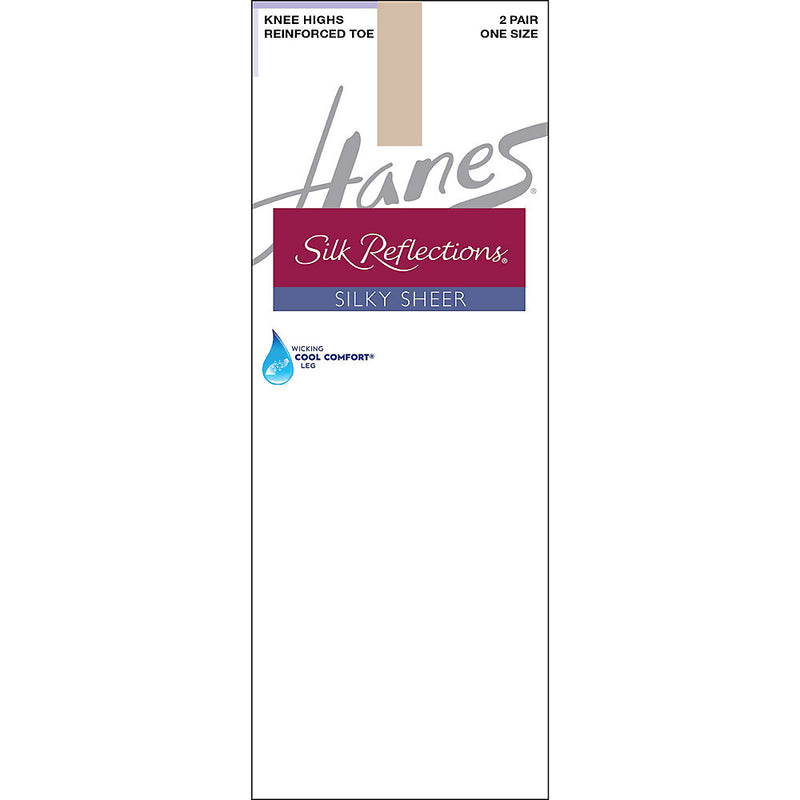 Hanes Silk Reflections Silky Sheer Knee Highs With Reinforced Toe 2-Pack