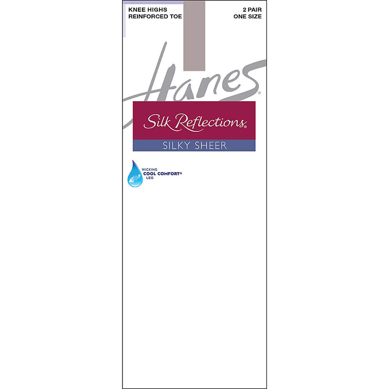 Hanes Silk Reflections Silky Sheer Knee Highs With Reinforced Toe 2-Pack