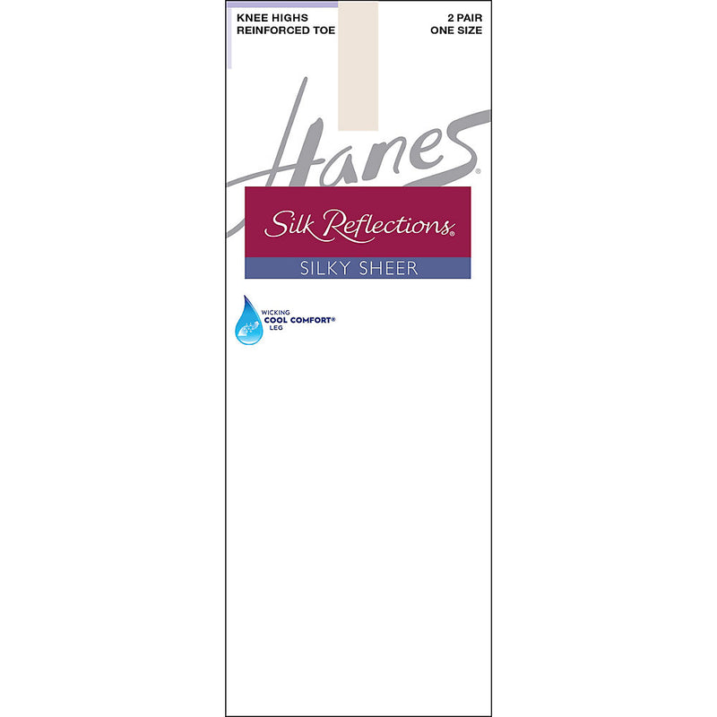 Hanes Silk Reflections Silky Sheer Knee Highs With Reinforced Toe 2-Pack