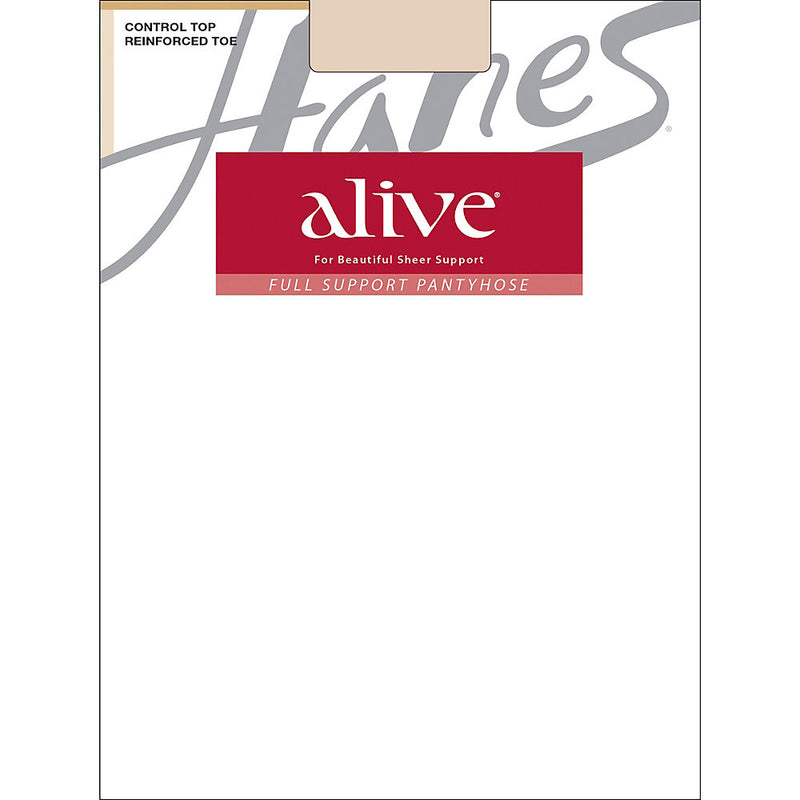 Hanes Alive Full Support Control Top Reinforced Toe Pantyhose